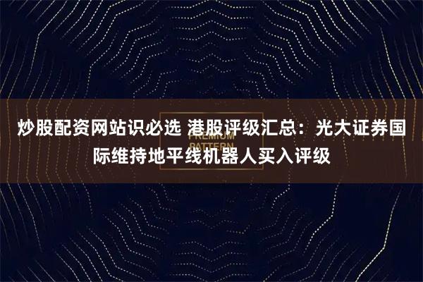 炒股配资网站识必选 港股评级汇总：光大证券国际维持地平线机器人买入评级